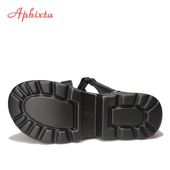 Aphixta Mare Dimensiune de 43 de Lux Designeri Platforma Sandale Femei Indesata Negru Sandale Sport 7cm Pană Pantofi Pentru Femeie Pantofi de Vara