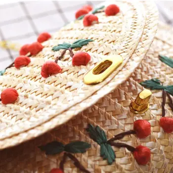 2019 Moda De Vara Pentru Femei Portofel Fructe De Cireșe Paie Geantă De Mână, Geantă De Plajă Pentru Doamna Messenger Pungă Sac De Ambreiaj Nou
