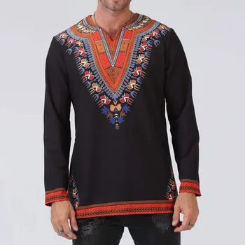 E-BAIHUI noi Odeneho Purta Bărbați Alb Lustruit din Bumbac Top Cu Dashiki. Africa de Îmbrăcăminte de sex masculin Ciudat tricou lung tricouri 7045