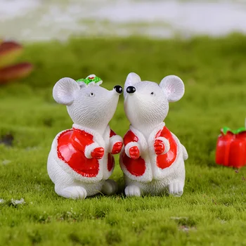 Crăciun Mouse-ul Red White Mouse-ul Mini Figurine de desene animate Păpuși tort cu decor de basm în miniatură decoratiuni de gradina, accesorii