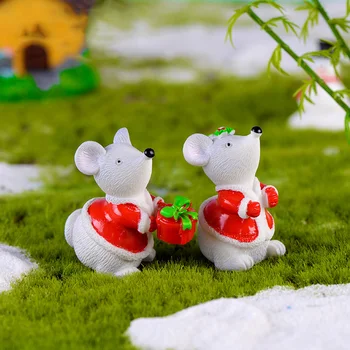 Crăciun Mouse-ul Red White Mouse-ul Mini Figurine de desene animate Păpuși tort cu decor de basm în miniatură decoratiuni de gradina, accesorii