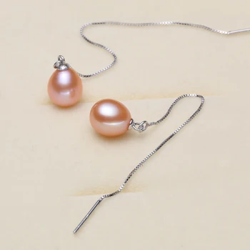 Moda nou, autentic Naturale de apă dulce, lung de perle cercei bijuterii pentru Femei 925 sterling silver pearl Bijuterii cadouri