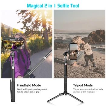 0.9/1,5 m Selfie Stick Extensibil Selfie Stick cu Telecomanda Wireless si Suport Trepied Compatibil cu iPhone, Android aparat de Fotografiat Telefon