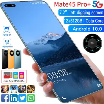 7.2 Inch Ecran Complet HUAWE Mate45 Pro+ Smartphone Octa Core 5000mAh 8GB 256GB 4G LTE de Rețea 5G Telefon Mobil Global Versiune