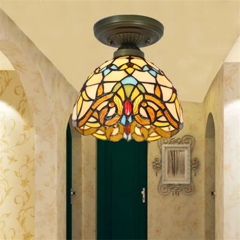 European stil Tiffany lampă de tavan în stil Baroc Med Bohemia montate pe suprafață tiffany lumina balcon baie lampă de plafon