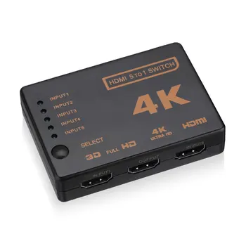 1 set 5 Port UHD 3D 4K, 1080p compatibil HDMI Splitter Comutator Selector Comutator Hub-ul de la Distanță IR HDTV Hub-ul de la distanță cu infraroșu