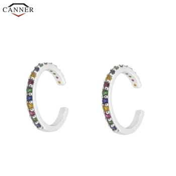CANNER Colorate Zircon Cercei Ear Cuff pentru Femei Argint 925 CZ Cristal Ureche Bantă de Aur Non-Străpuns Urechile Bijuterii H40