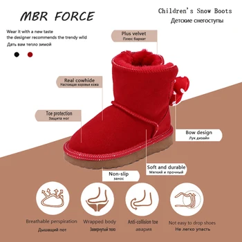 MBR VIGOARE 2020New copii din piele cizme de zăpadă minunat cald Băieți Fete Mickey arc-nod Non-alunecare, rezistent la uzura cizme de zăpadă