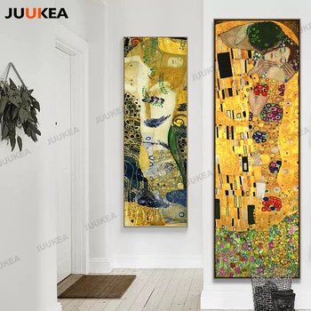 Clasic Artist Gustav Klimt sarutul Colecție de Artă Abstractă de Imprimare Panza de Tablou Poster mare pe Perete Imagini Living Decor Acasă