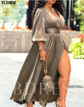 African Rochii pentru Femei de Catifea Dashiki Haine Africane Bazinul Riche Halat Africaine Sexy Split Rochie Lunga Vetement Femme 2019