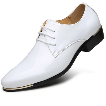 Size38-48 de Brevet de Oameni Formale Pantofi de Piele Barbati Clasic de Rochie de Mireasa Pantofi Ascuțite Formale Pantofi Albi pentru Barbati Derby Homme Cuir