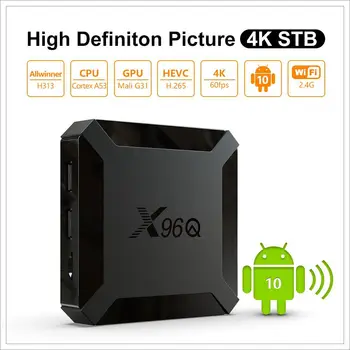 X96Q Smart TV Box Android 10 Allwinner H313 Quad Core 2GB 16GB Suport 4K HDR 2.4 GHz WiFi Set Top Box Youtobe Home Media Player