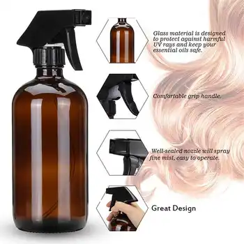 500ml 16OZ Sticlă brună Sticle de Spray Cu Declanșare Pulverizator de Ulei Esential pentru Aromaterapie Gol Container Cosmetic de Curățare de Grădinărit
