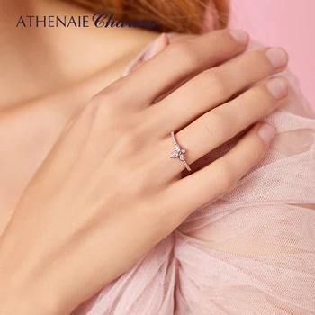 ATHENAIE la Modă Argint 925 Culoare Rose Gold Clar CZ Trifoi Inele pentru Femei Bijuterii de Argint Pentru Femei Nuntă
