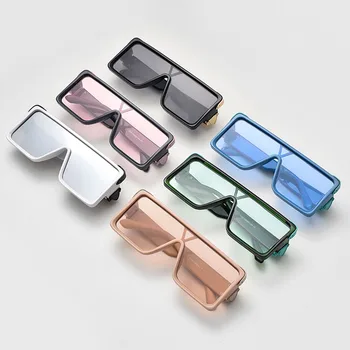 SHAUNA New Sosire Designer de Brand Bărbați Femei Supradimensionat ochelari de Soare Patrati Trend de Moda Siamezi Verde Albastru Ochelari Umbra
