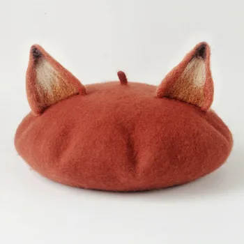 Toamna Și Iarna Nou Minunat Fox Urechi Femeie Berete De Lână Cald Femei Pălării Handmade Cadou Creativ