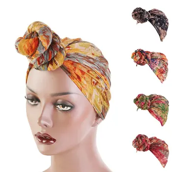 Femeile Bali Fire Tie Dye Turban Pălărie jersey top nod turban africane poftă de mâncare headwrap Doamnelor Accesorii de Par India Pălărie Chimioterapie Capac