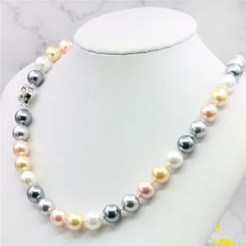 10mm Multicolor South Sea Shell Pearl Colier Bijuterii de Luare de Design Coarda Lanț Colier de Perle Naturale de Floare de Piatra Incuietoare