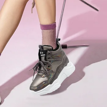 Adidasi Femei Pluș Cald Platforma Colorate Pantofi Femei Casual Formatori Indesata Adidași Moale Apartamente Doamnelor Pantofi Sport De Iarnă