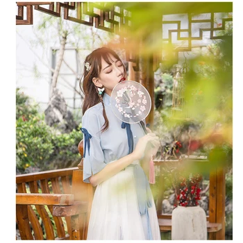 Alb China Han Element De Îmbrăcăminte Albastru Tradițională Chineză Haine Femei Costum Hanfu Îmbunătățit Roz Sex Feminin Dynastie Tang Fusta