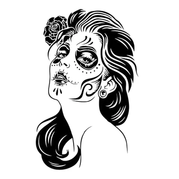 Craniu de zahăr Femeie cu Fața de Perete Autocolant Vinil Decal Mexican Machiaj Acasă Decoratiuni Interioare Living Salon de Frumusețe Decor HY1260