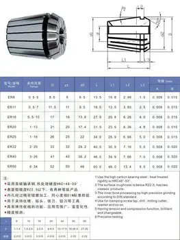 ER20 1-13MM (13PCS) collet chuck precizie 0,008 mm, folosit pentru strung CNC de frezat, suport instrument de gravare mașină ax motor ER