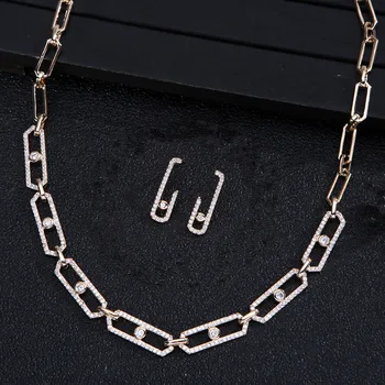 AAA zircon Aur umplut de moda micro pave cz pin link-ul lanț cravată coliere pentru femei clasic de lux bijuterii N0417