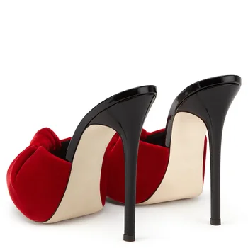 2019 Mai Noi Pantofi Femei Cu Toc De Catifea Arc Subliniat Toe D ' Orsay Din Două Piese Ciudat Perla Toc Stiletto Pantofi De Partid Femei Pompe