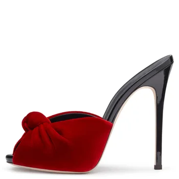 2019 Mai Noi Pantofi Femei Cu Toc De Catifea Arc Subliniat Toe D ' Orsay Din Două Piese Ciudat Perla Toc Stiletto Pantofi De Partid Femei Pompe