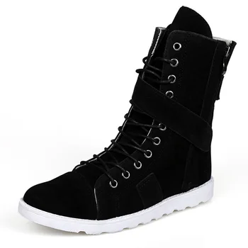 Iarna Mare Sus Cizme Barbati cu Fermoar Solid Plus Căptușite Pantofi pentru bărbați de Moda din Bumbac Confortabil Pantofi Negru Zapatos De Hombre