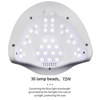 72W Lampa UV LED Lampa de Unghii Nail Dryer Dual mâinile 36PCS Led-uri Pentru Uscare UV Gel lac de Unghii Cu senzor de Mișcare Display LCD