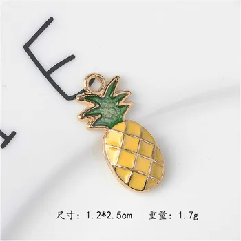 50pcs 12*25mm Email de Ananas farmece picătură de Ulei de Fructe de farmec pentru cercei bijuterii pandantiv din aliaj, metal DIY Jeweley concluziile