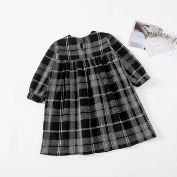 2020 Noua Moda Rochie De Vara Retro Carouri Negru Literare Rochie Cu Maneci Lungi Haine De Fata Copilul Rochie Pentru Fete Costum De Vârstă 1-5