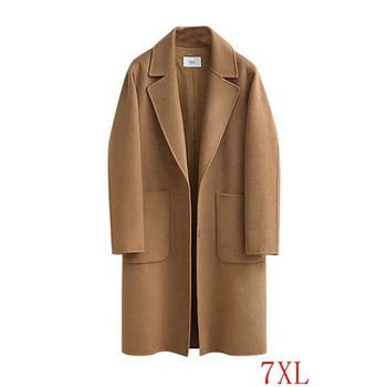 Toamna și iarna noi dimensiuni mari haină de lână 3XL-7XL moda pentru femei sacou cu mâneci lungi rever liber sălbatice haină de lână