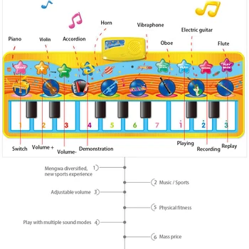 80x28CM Muzicale Covoraș de Joacă pentru Copii Pian Mat Tastatura Jucarie Covor Muzical Jucarii Muzica Instrument Educațional de Joc Jucarii Pentru copii Cadouri
