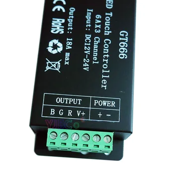 En-gros de 1 buc DC12-24V 6Ax3channel Max 18A controler RGB GT666 Touch led dimmer pentru 5050 RGB led strip lumini transport gratuit