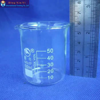 (4pieces/lot) SHUNIU pahar de Sticlă 50ml,Laborator pahar berzelius de 50 ml,de formă Redus cu de absolvire și cioc Boro 3.3 Sticlă