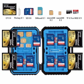 PULUZ Card de Memorie Caz USB 3.0 SD, CF TF Reader + OTG Functie 9/22/27 Sloturi Impermeabil SD CF TF SIM Carduri de stocare de Caz Titularul