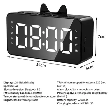 Multifunctional Bluetooth Alarma Ceas cu LED Oglinda Ceas Digital de Alarmă fără Fir Bluetooth Boxe MP3 Radio FM Oglindă Ceas de Masa