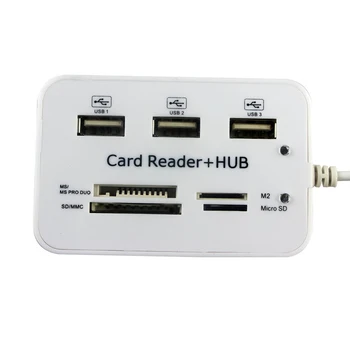 3 Porturi Spliter de Alimentare Adaptor Micro USB Hub 2.0 Combo TF/SD/MS/M2 Card Reader All in One PC, Accesorii pentru Calculator