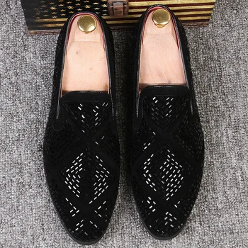 Nou Lux Stras Bărbați Mocasini din Piele lucrate Manual Subliniat Toe Pantofi de Nunta de Moda Casual Barbati Pantofi Rochie marime Mare 38-48