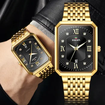 SWISH 2020 Ceas pentru Barbati de Lux Casual Moda Cuarț Ceasuri de mana rezistent la apa de Aur Dreptunghi Ceasuri de sex Masculin de Afaceri de Sport Ceasuri