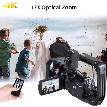 Vlogging Camera Video 4K Video Profesionale pentru YouTube, Blogger, Ordro AC5 12X Zoom Optic de Fotografie Digitală Camere