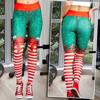 Jambiere Sexy Pantaloni de Yoga de Crăciun 3D Mos Craciun Tipărite Sport, Jambiere Talie Mare de Fitness Sport Femei Dresuri Pantaloni de Yoga