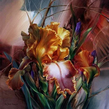 Top Moda Picturi Pastorale Rășină de Plante pătrat galben Floare de iris Diamant Pictura Diy Cusatura Cruce Mozaic A017R