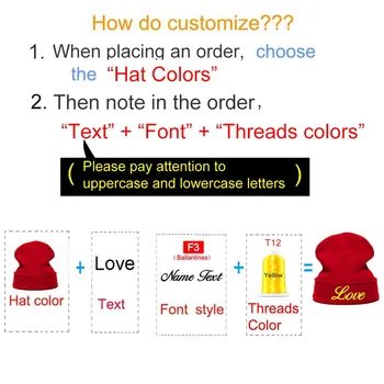 Personalizate Personalizate Iarna Beanie Hat Cu Scrisori de Broderie Text Numele Logo Knit Skullie Capac Slouchy Femei și Bărbați Pălării