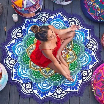 Runda Ciucure Mandala Indian, Hippie, Boho Tapiserie Plaja Pătură De Picnic Arunca Yogo Mat Decor Acasă Rog Covoare Covor