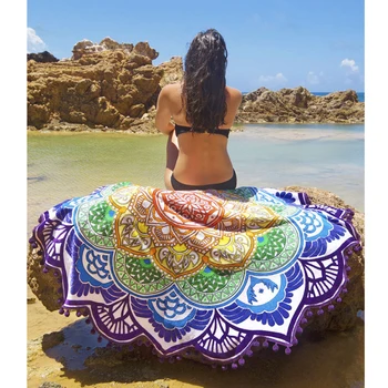 Runda Ciucure Mandala Indian, Hippie, Boho Tapiserie Plaja Pătură De Picnic Arunca Yogo Mat Decor Acasă Rog Covoare Covor