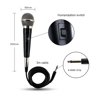 Dinamic Microfon cu Fir Cardioid Studio de Înregistrare Jack de 6,3 mm-XLR Microphon Cu 3M de Cablu Pentru a Cânta Sistemul de Petrecere KTV Amplificator