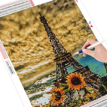 HUACAN Complet Piața Diamant Pictura Turnul Eiffel 5D DIY Mozaic de Diamante Broderie Peisaj, Decor Acasă Imagine De Stras